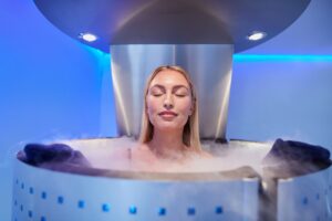 Woman in a cryochamber